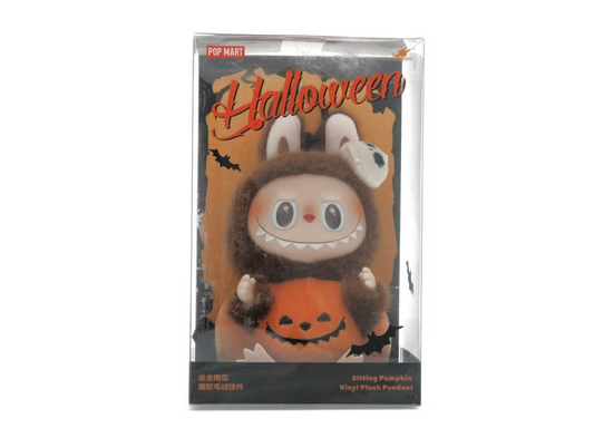 Pop Mart Labubu Happy Halloween Party Series-Sitting Pumpkin Vinyl Plush Pendant